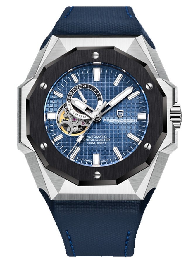 New Fashion Men's Automatic Mechanical Watches, 42MM Stainless Steel Frame With Synthetic Sapphire Watch Window And Luminous Hands, Leather Strap, Fashionable And Versatile, PD YS010