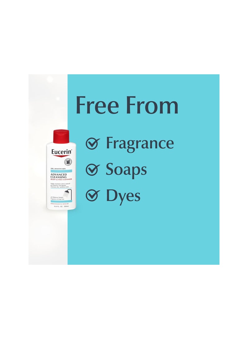 Eucerin Advanced Cleansing Body & Face Cleanser 500ml