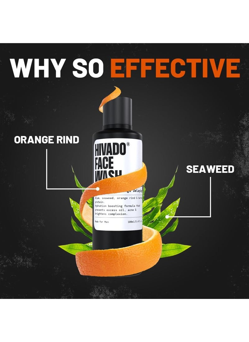 Face Wash for Men | Deep Cleanse & Oil Control | Fights Acne, Pimples & Blackheads | Brightens & Refreshes Skin | Alum, Orange Extract, Barley Protein & Seaweed | Sulfate-Free | 100ml