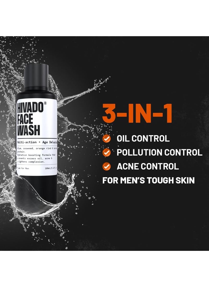 Face Wash for Men | Deep Cleanse & Oil Control | Fights Acne, Pimples & Blackheads | Brightens & Refreshes Skin | Alum, Orange Extract, Barley Protein & Seaweed | Sulfate-Free | 100ml