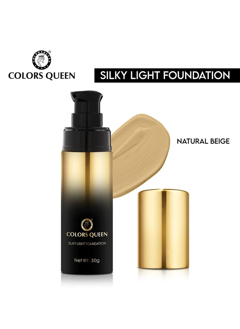 silky light foundation 30g lightweight liquid dewy finish weightless full coverage long lasting for face makeup 03 Natural Beige