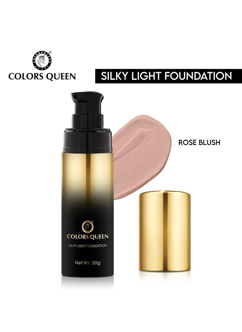 silky light foundation 30g lightweight liquid dewy finish weightless full coverage long lasting for face makeup 02 Rose Blush