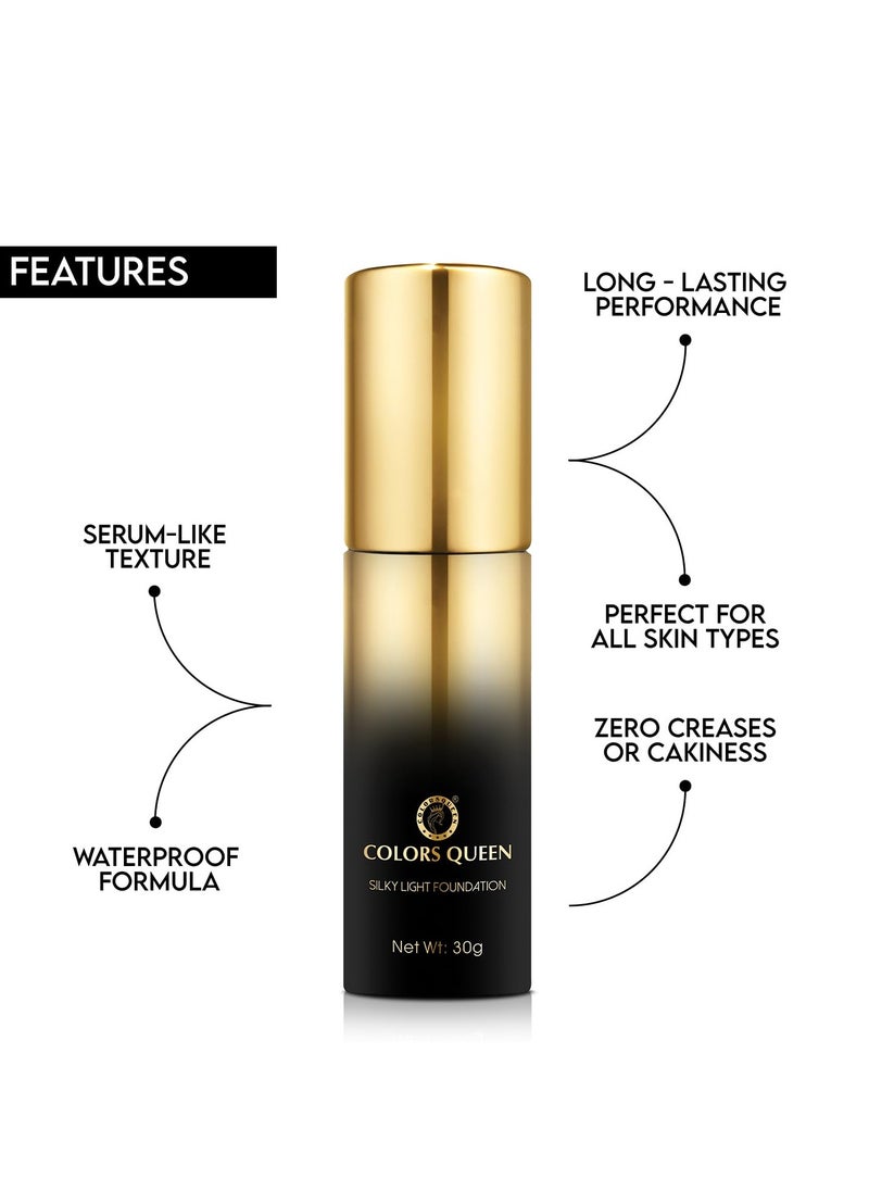 silky light foundation 30g lightweight liquid dewy finish weightless full coverage long lasting for face makeup 02 Rose Blush