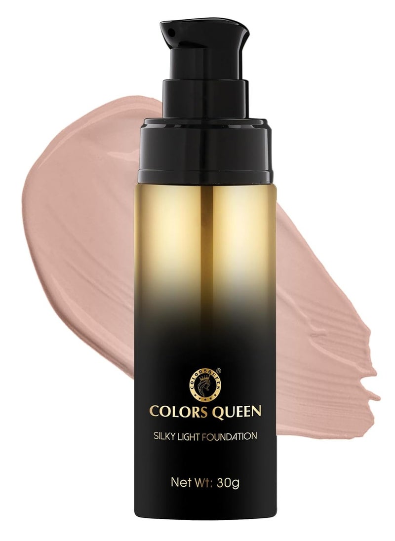silky light foundation 30g lightweight liquid dewy finish weightless full coverage long lasting for face makeup 02 Rose Blush