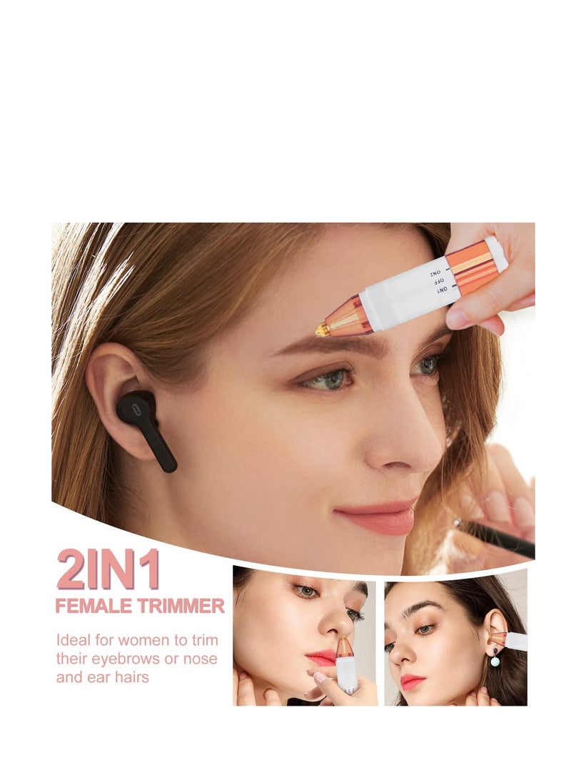 Nose Hair Trimmer for Women and Men, Painless Ear and Nose Hair Trimmer, Eyebrow & Facial Hair Trimmer Dual Edge Blades, Rechargeable Nose Trimmer, for Easy Cleansing