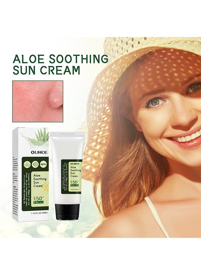 Aloe Soothing Sun Cream SPF50+ PA+++,For Sensitive Skin,Waterproof & Sweatproof Moisturizing Sunscreen  50ml