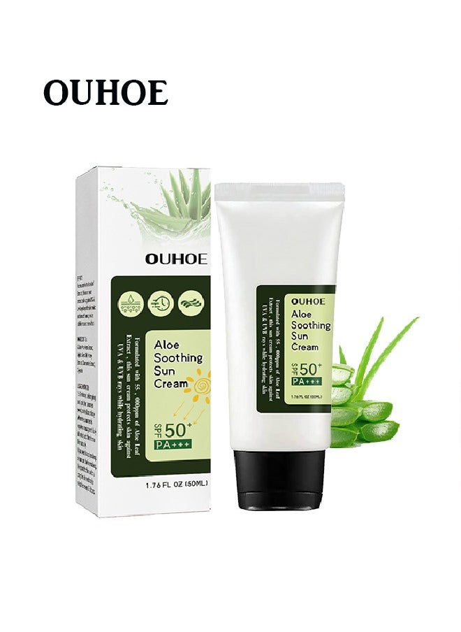 Aloe Soothing Sun Cream SPF50+ PA+++,For Sensitive Skin,Waterproof & Sweatproof Moisturizing Sunscreen  50ml
