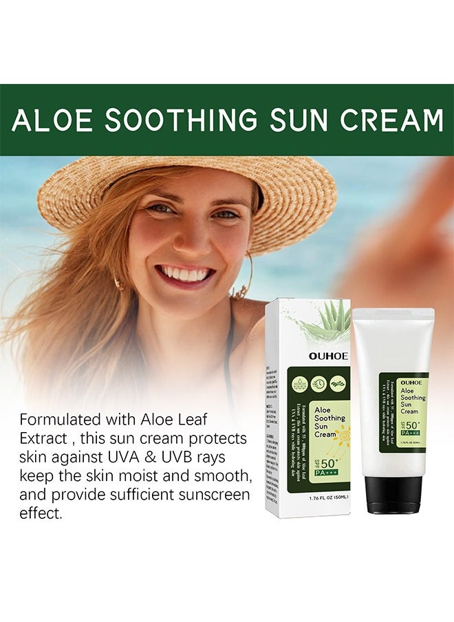 Aloe Soothing Sun Cream SPF50+ PA+++,For Sensitive Skin,Waterproof & Sweatproof Moisturizing Sunscreen  50ml
