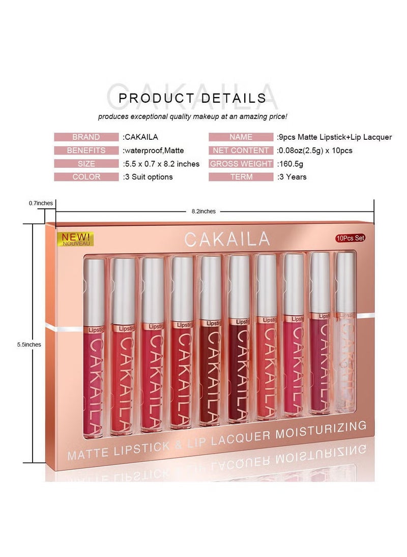 10 Pcs Matte Liquid Lipstick Set Contains Smooth Lip Lacquer Moisturizing Long Lasting Waterproof Velvet High Pigmented Lip Makeup Set For Women