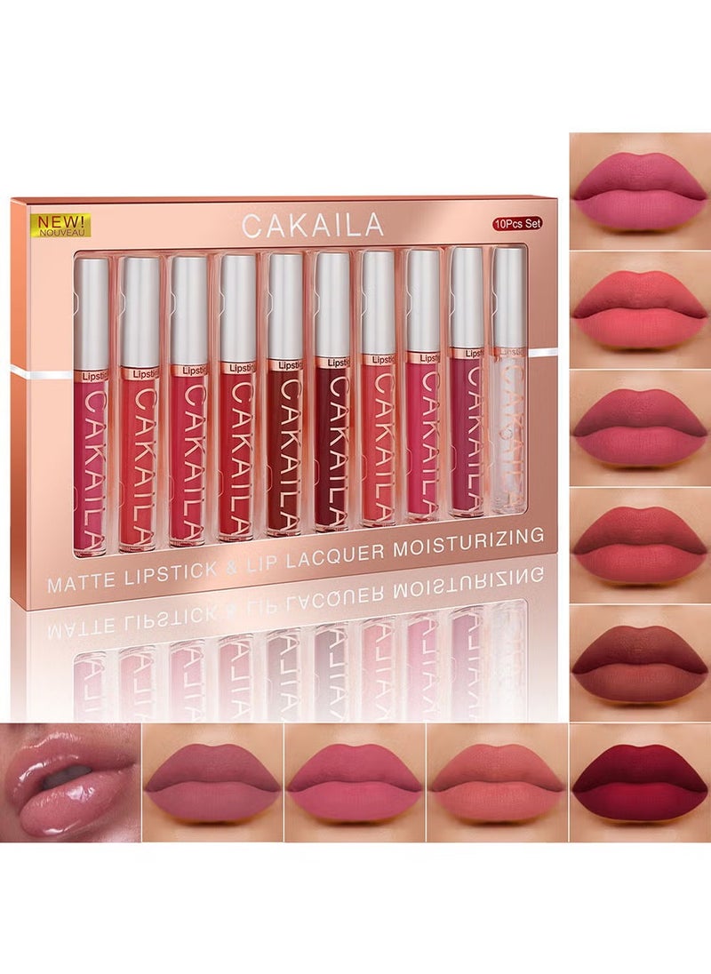 10 Pcs Matte Liquid Lipstick Set Contains Smooth Lip Lacquer Moisturizing Long Lasting Waterproof Velvet High Pigmented Lip Makeup Set For Women