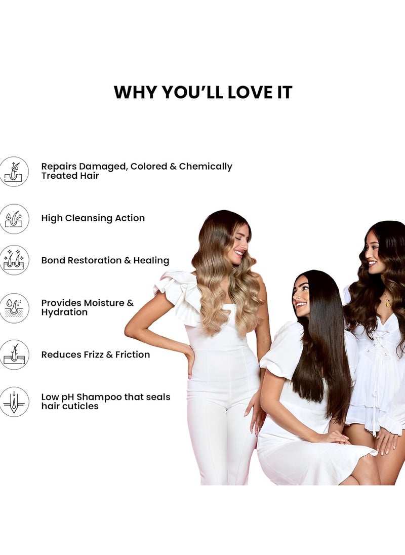 Hair Healing Shampoo, Heals damaged caused by treatment, reduces Frizz & Breakages, with Hyaplex Hair Bonding Tech. For both Men & Women - 250 ml