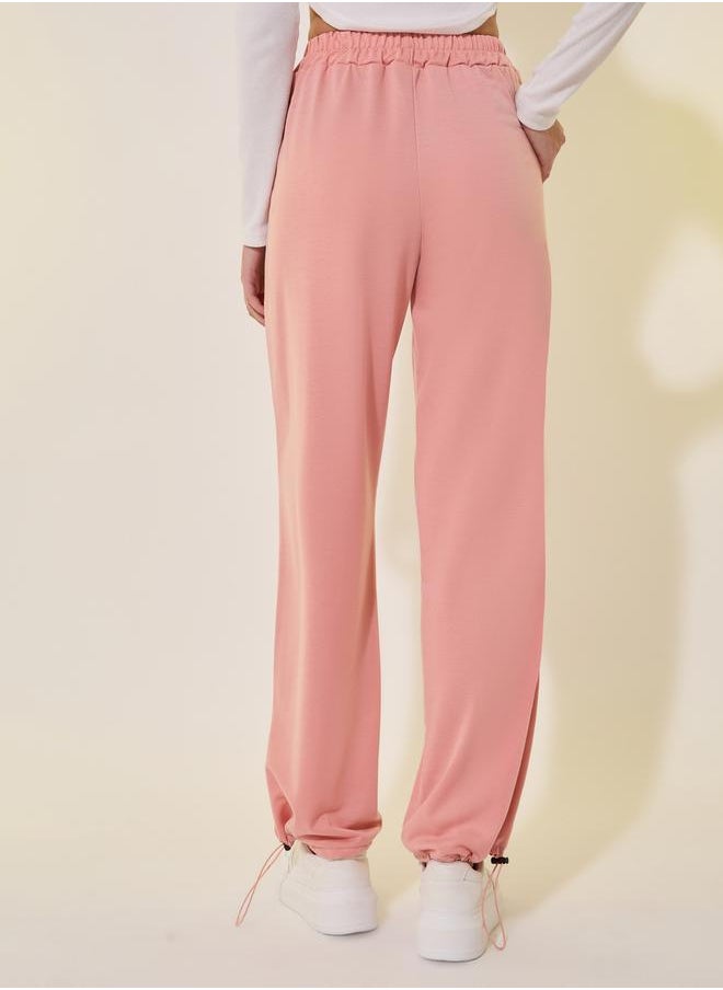 Striped Mid-Rise Relaxed Fit Joggers with Drawstring