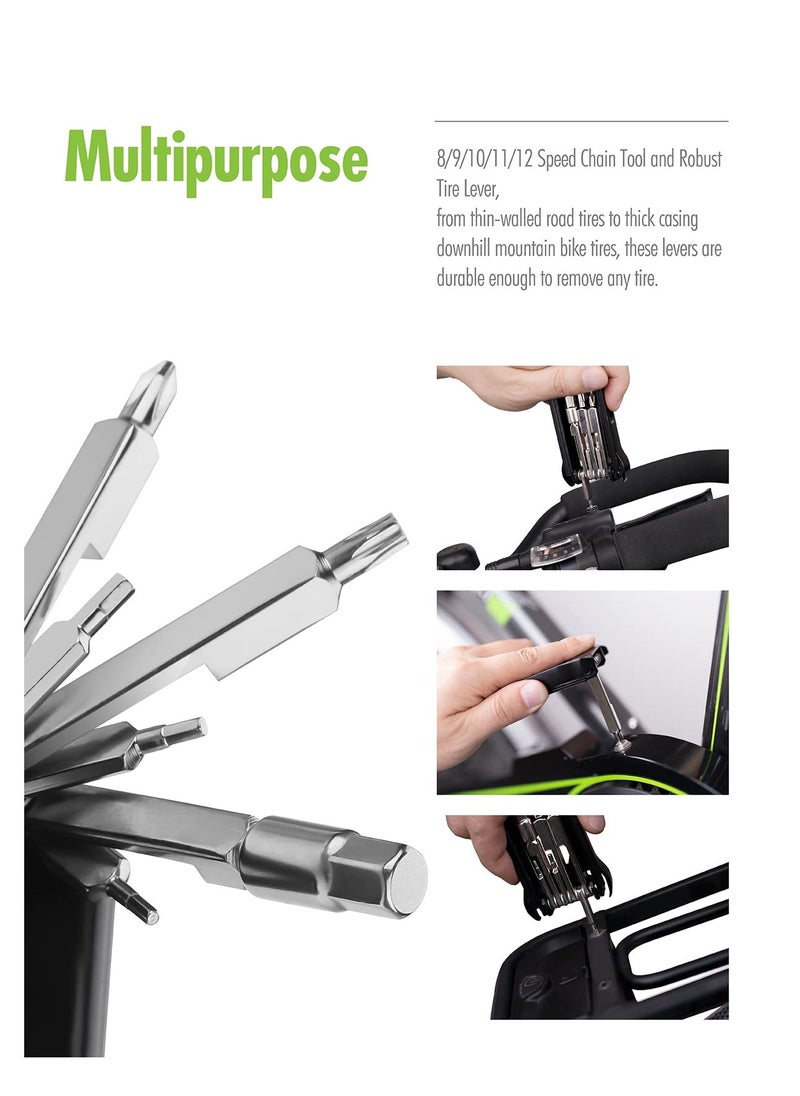 Portable Multifunctional Bike Repair Tool Kit, Foldable Cycling Multitool for Mountain Bikers and Motorcyclists