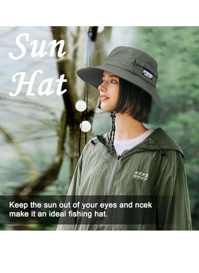 Quick Dry Bucket Sun Hat, Unisex Wide Brim UPF 50+ Summer Sun Hats Safari Hat Foldable Fishing Hat for Outdoor Activities