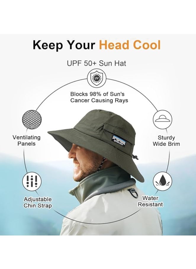 Quick Dry Bucket Sun Hat, Unisex Wide Brim UPF 50+ Summer Sun Hats Safari Hat Foldable Fishing Hat for Outdoor Activities