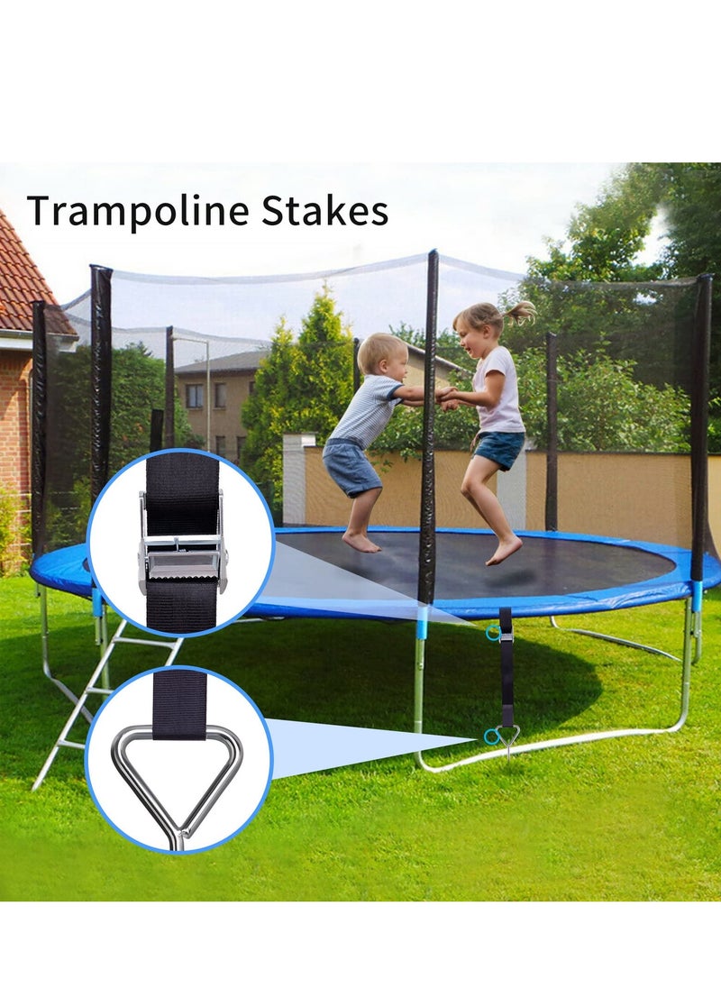 Trampoline Stakes, Strong Anchor Kit Steel Spiral Stakes, Heavy Duty  Fixed Parts Corkscrew Shape Steel Stakes Anchor Kit for Trampolines Tents Swing, Set of 4 Bonus 4 Strong Belt