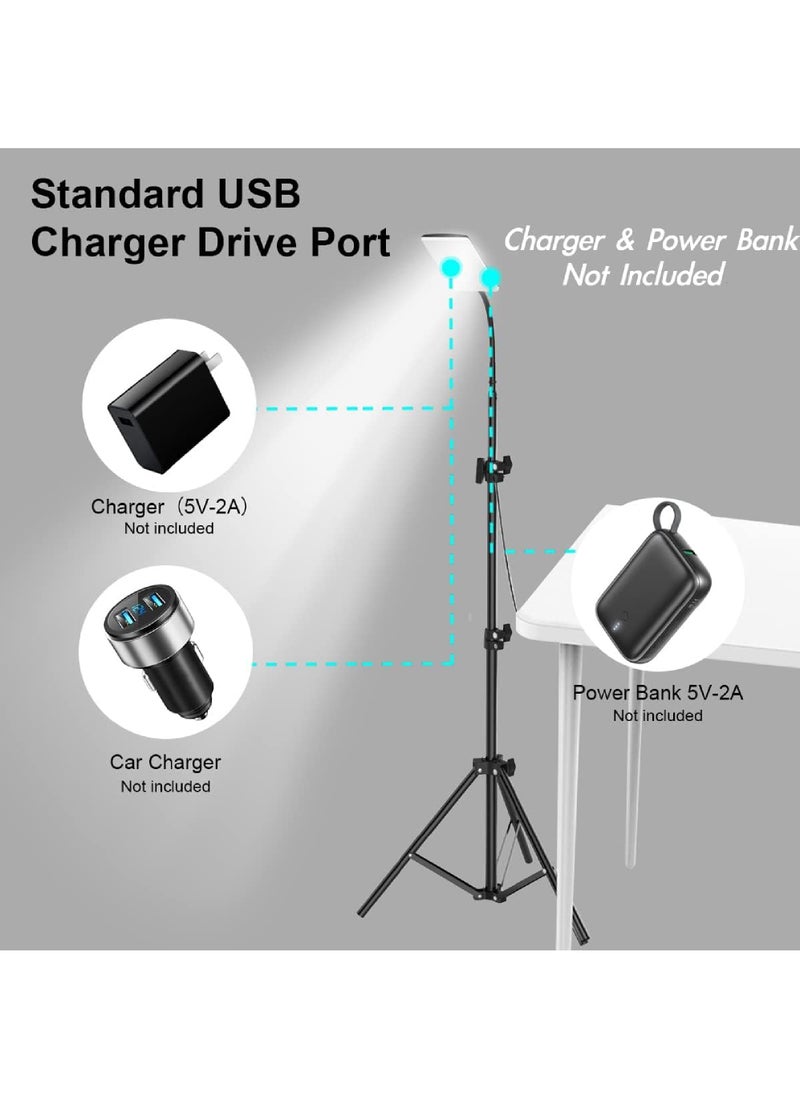 LED Camping Light, Portable Outdoor Light with Telescopic Tripod, Powered by USB Port, Multiple Usage Outdoor Lamp for Garden, Patio, Camp, Tent, Fishing and Emergency Car Repair