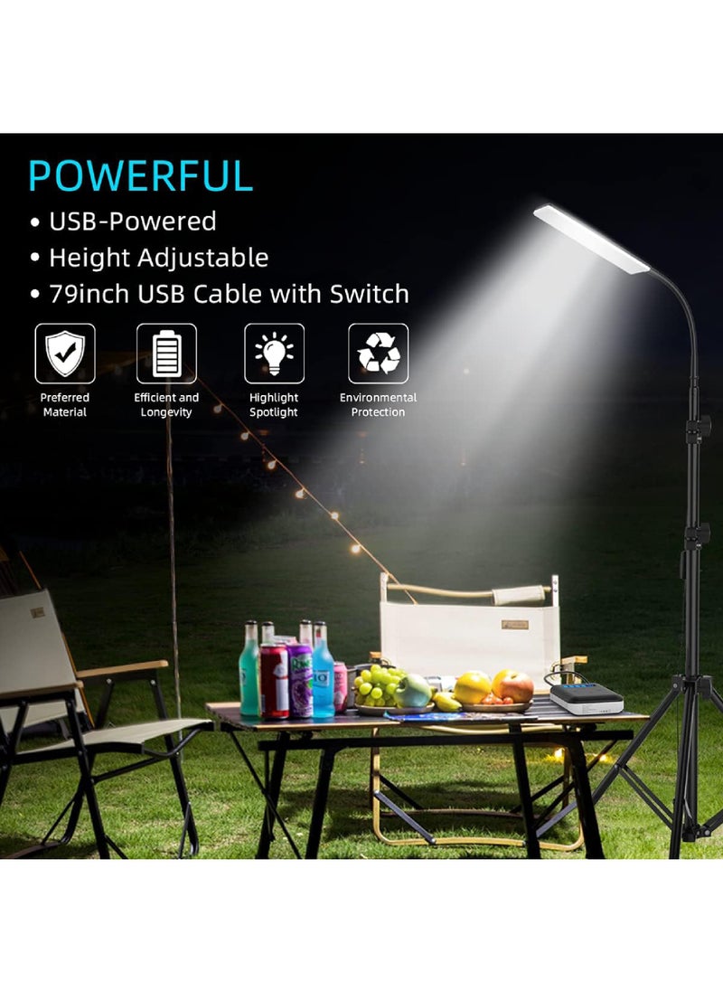 LED Camping Light, Portable Outdoor Light with Telescopic Tripod, Powered by USB Port, Multiple Usage Outdoor Lamp for Garden, Patio, Camp, Tent, Fishing and Emergency Car Repair