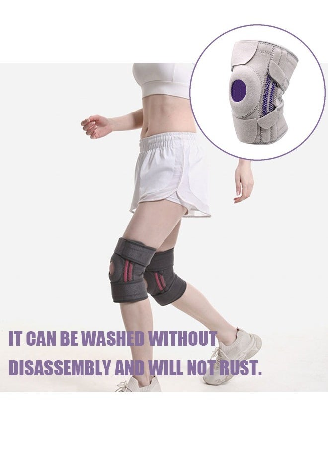 Knee Braces with Strap, Silicone Non slip Sports Knee Pads for Men and Women, Shock Absorption to Stabilize the Patella Knee Brace Compression Sleeve (Gray)