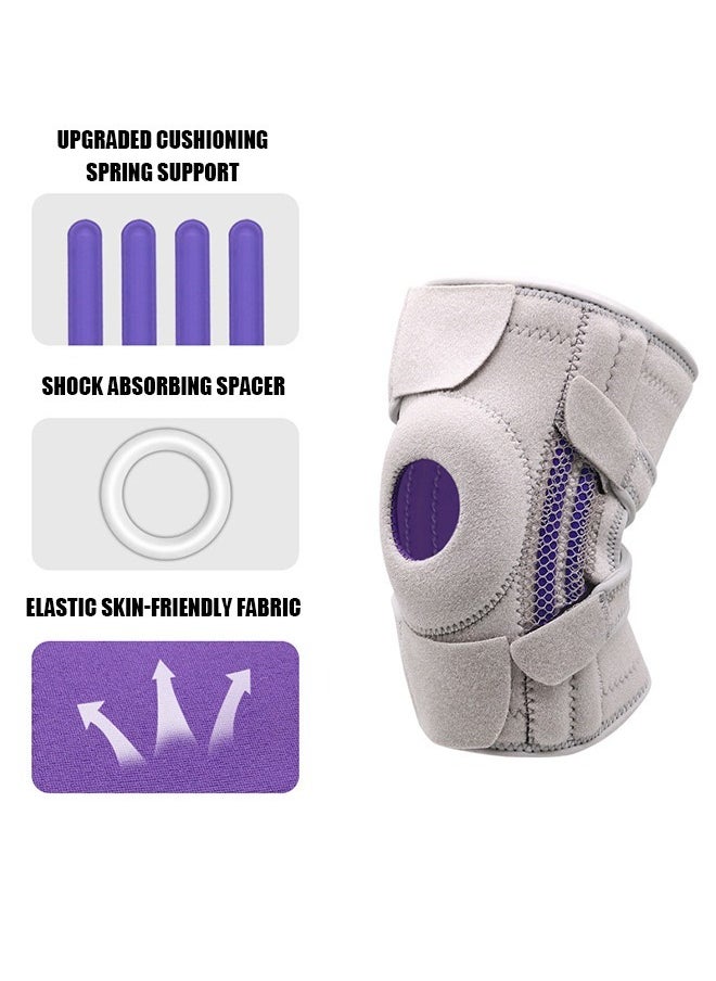 Knee Braces with Strap, Silicone Non slip Sports Knee Pads for Men and Women, Shock Absorption to Stabilize the Patella Knee Brace Compression Sleeve (Gray)