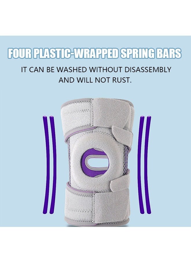 Knee Braces with Strap, Silicone Non slip Sports Knee Pads for Men and Women, Shock Absorption to Stabilize the Patella Knee Brace Compression Sleeve (Gray)
