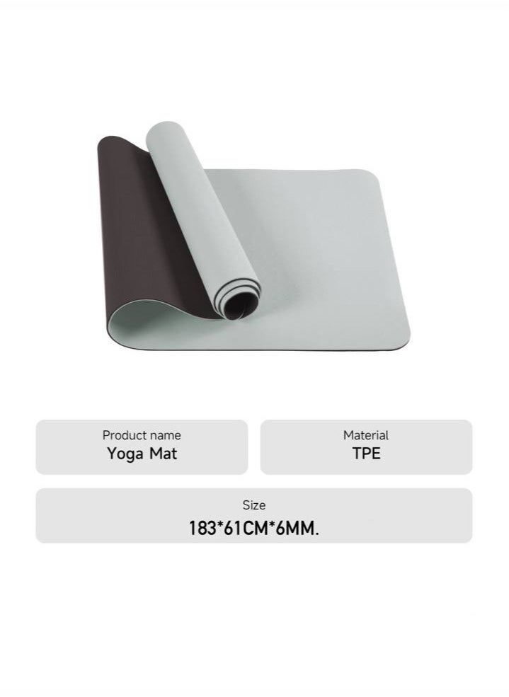 Anti-slip mat for Exercise Yoga  Fitness Sport mat with case and carrying straps. Thickness of 6 mm
