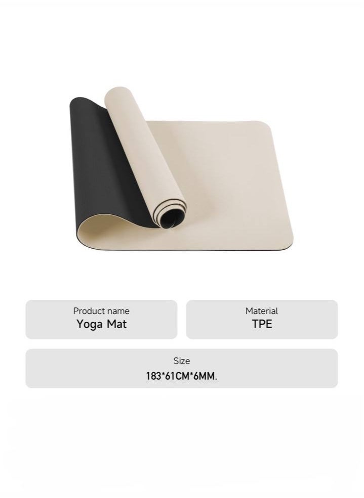 Anti-slip mat for Exercise Yoga  Fitness Sport mat with case and carrying straps. Thickness of 6 mm
