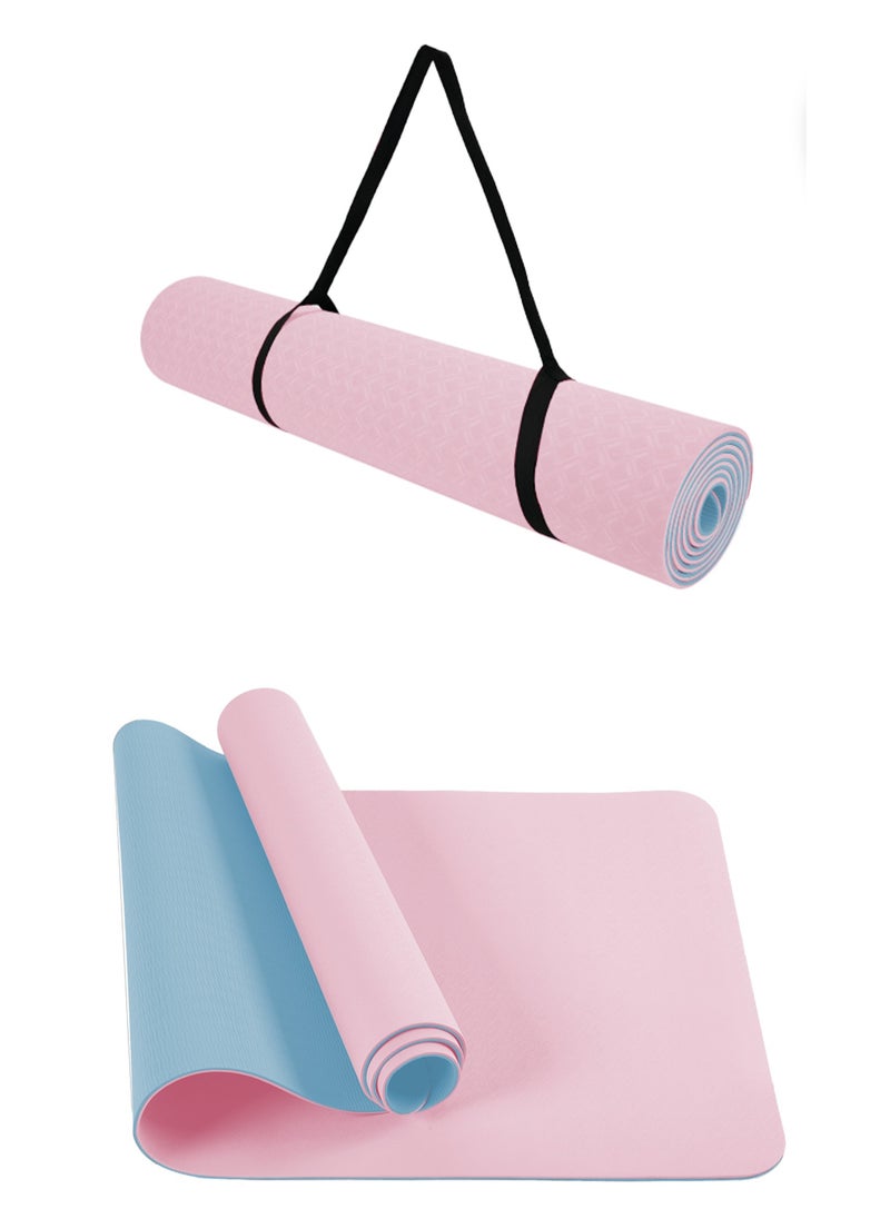 Anti-slip mat for Exercise Yoga  Fitness Sport mat with case and carrying straps. Thickness of 8 mm
