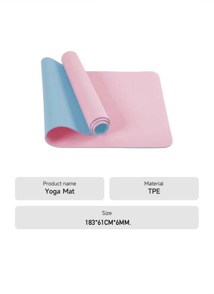 Anti-slip mat for Exercise Yoga  Fitness Sport mat with case and carrying straps. Thickness of 8 mm