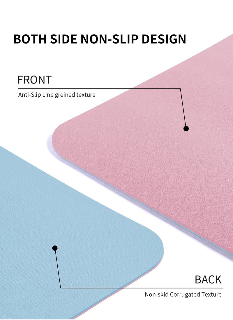 Anti-slip mat for Exercise Yoga  Fitness Sport mat with case and carrying straps. Thickness of 8 mm