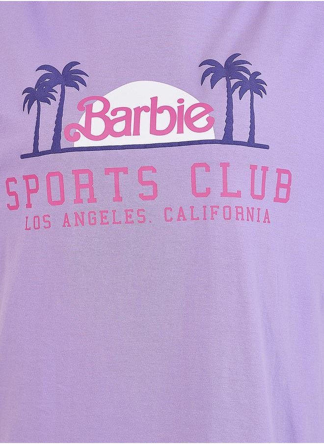 Barbie Sports Club Slogan Puff Print Oversized T-Shirt