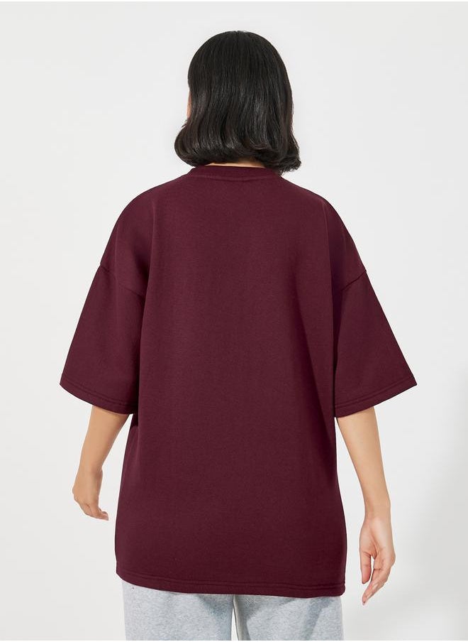 Oversized Plain T-Shirt with Dropped Shoulder