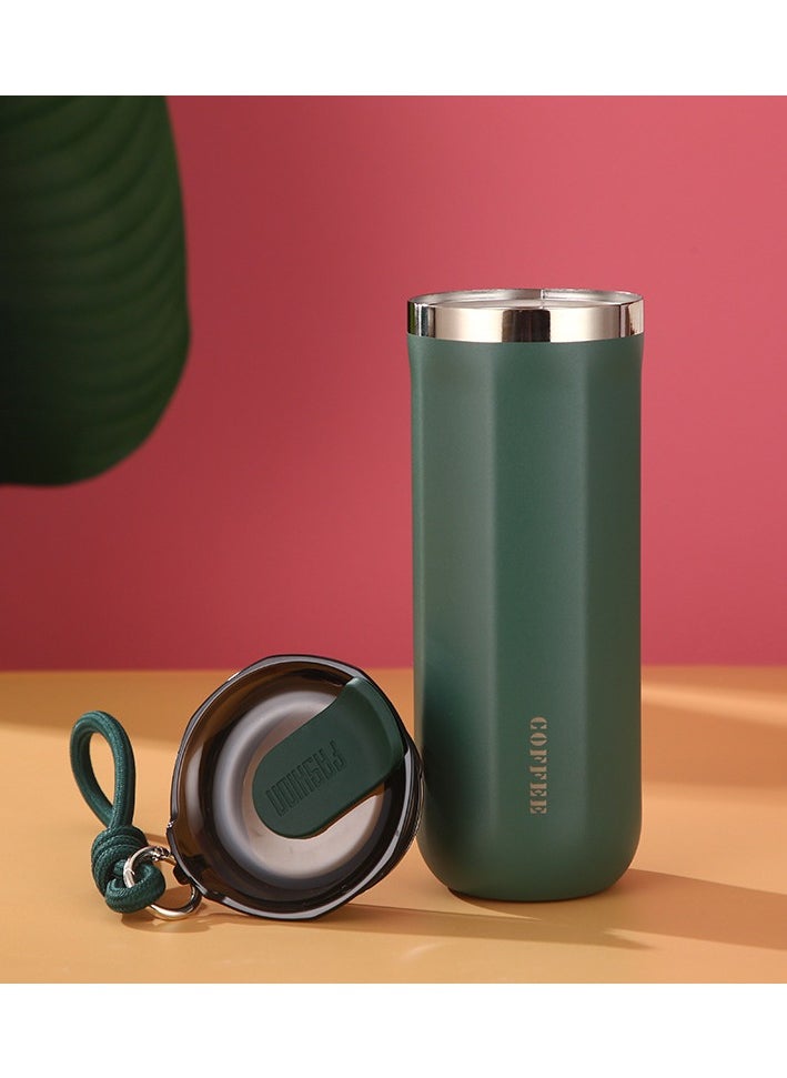 Double layer vacuum cup,coffee cup with rope, outdoor portable sports bottle,500ml