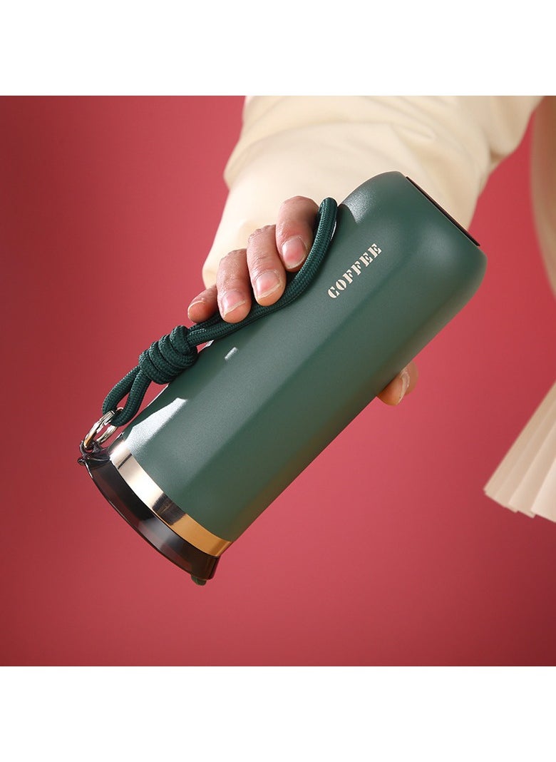 Double layer vacuum cup,coffee cup with rope, outdoor portable sports bottle,500ml