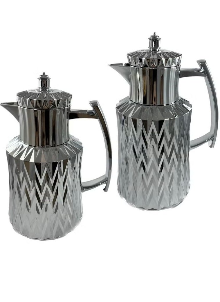 Premium 2-Piece Tea & Coffee Flask Set (Silver) – Elegant and Stylish Finish, Keeps Beverages Hot or Cold for Long Hours.