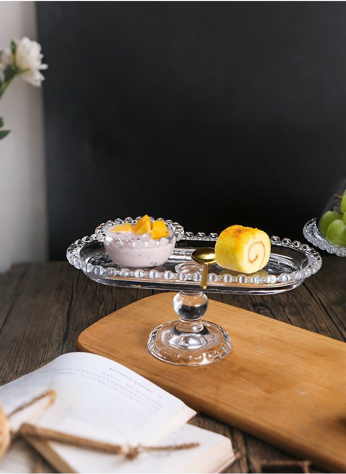 1 Piece Clear Glass Snacks Serving Tray Fruits Candy  Cakes Storage Plate Decorative