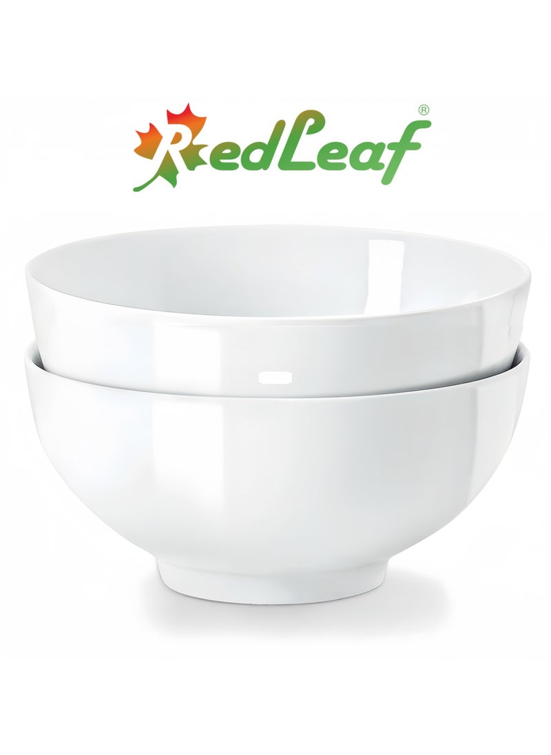 RedLeaf 8 Inch 60 oz Large Ceramic White Bowls(2pcs)
