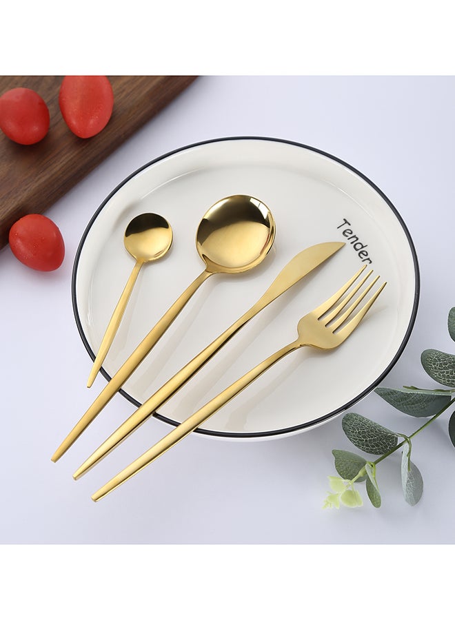 4 Piece Stainless Steel Cutlery Set Gold