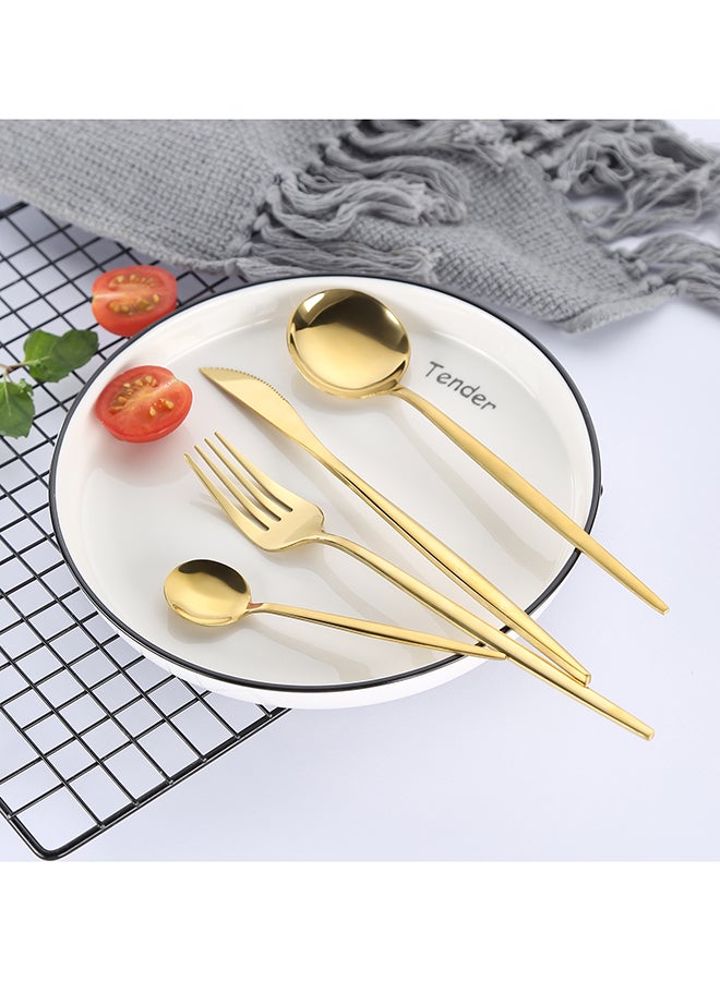 4 Piece Stainless Steel Cutlery Set Gold