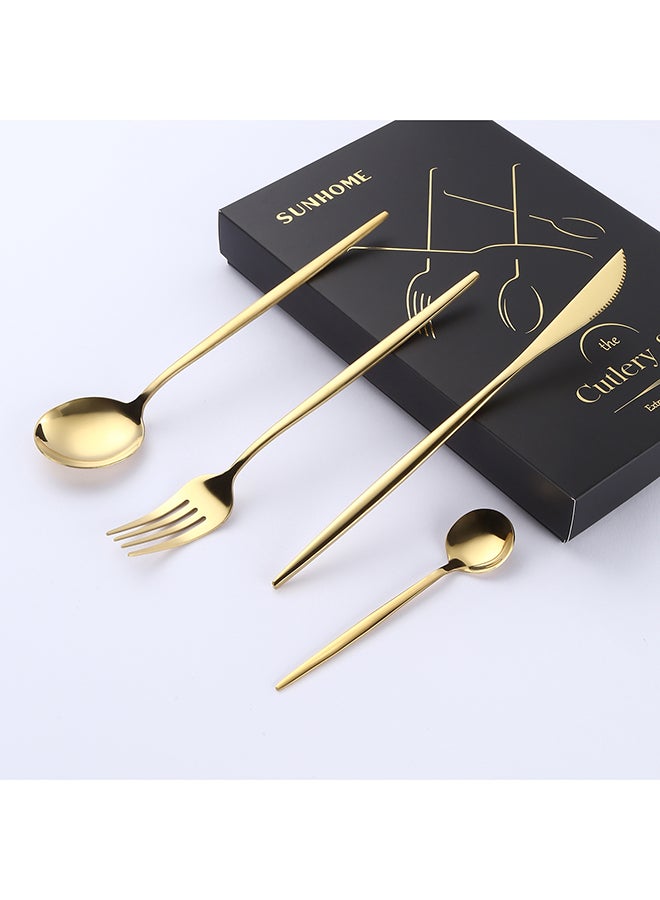 4 Piece Stainless Steel Cutlery Set Gold