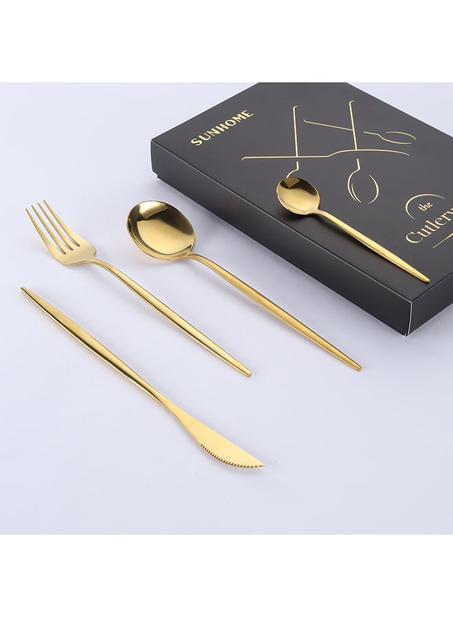 4 Piece Stainless Steel Cutlery Set Gold