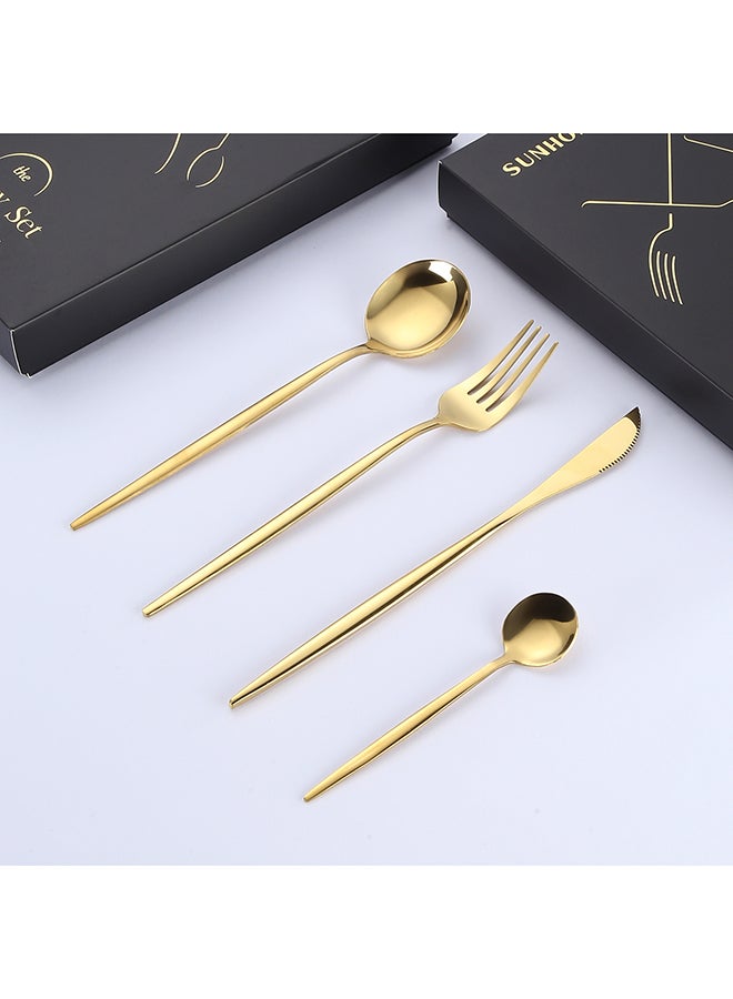 4 Piece Stainless Steel Cutlery Set Gold