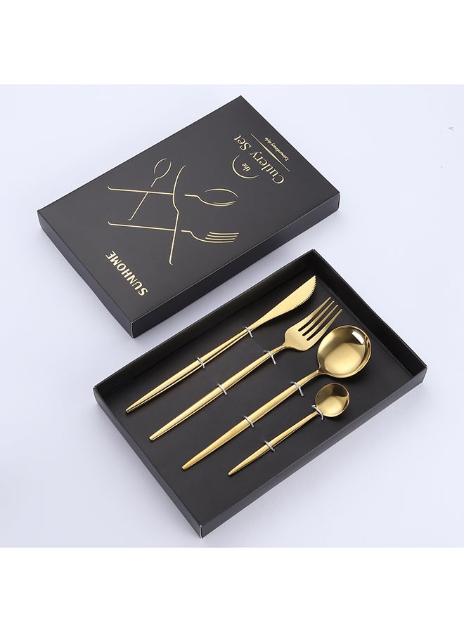 4 Piece Stainless Steel Cutlery Set Gold