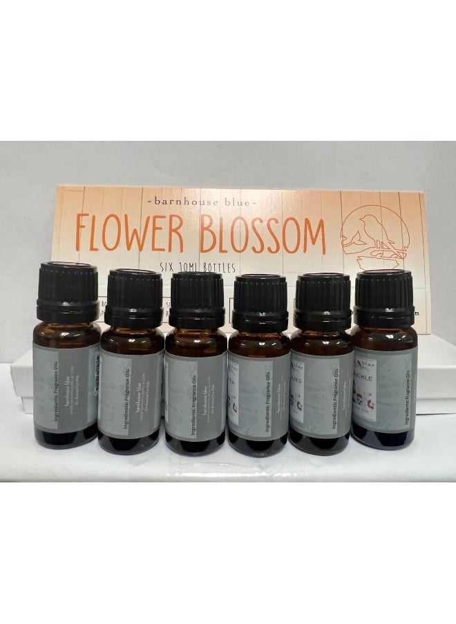 Barnhouse Blue Flower Blossom Premium Grade Fragrance Oil - Gift Set 6/10ml Bottles - Honeysuckle, Lilac &.