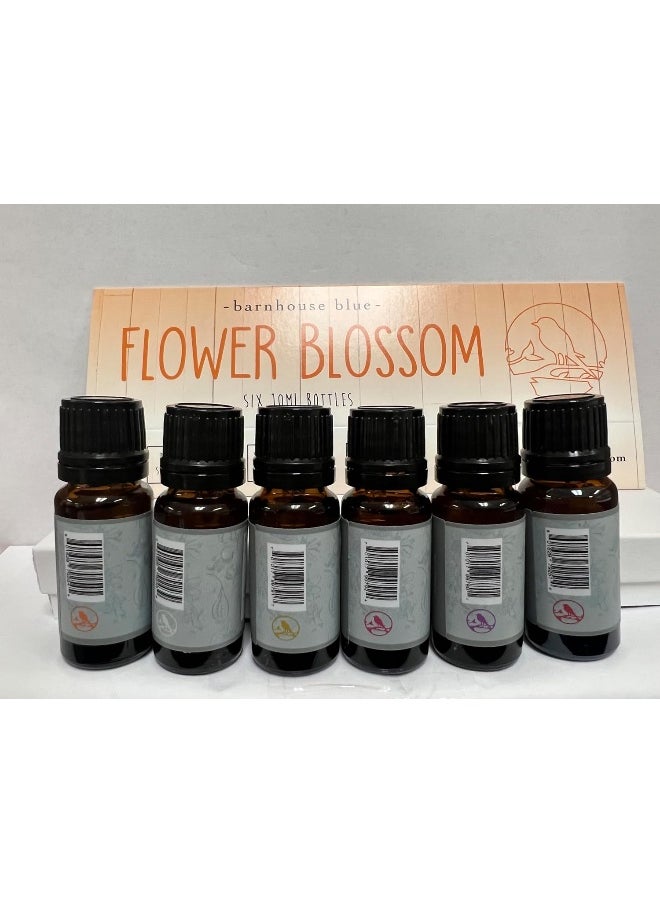 Barnhouse Blue Flower Blossom Premium Grade Fragrance Oil - Gift Set 6/10ml Bottles - Honeysuckle, Lilac &.
