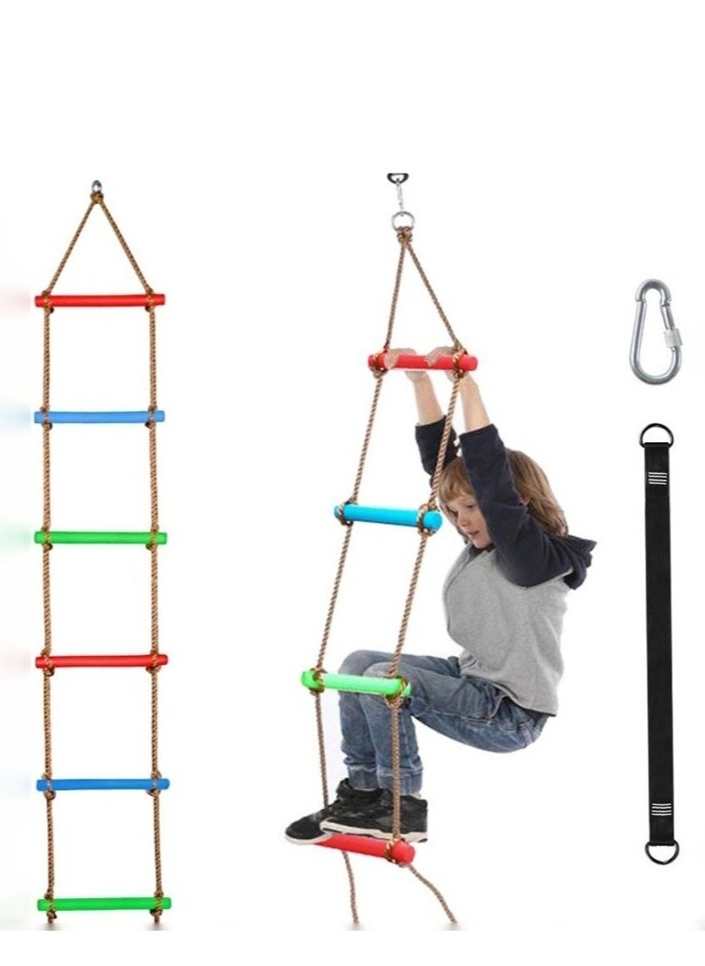 Climbing Rope Ladder Kids Tree Swing with Hanging Strap, Indoor and Outdoor Backyard Playground Play Swing Sets Climber Training Accessories Attachment