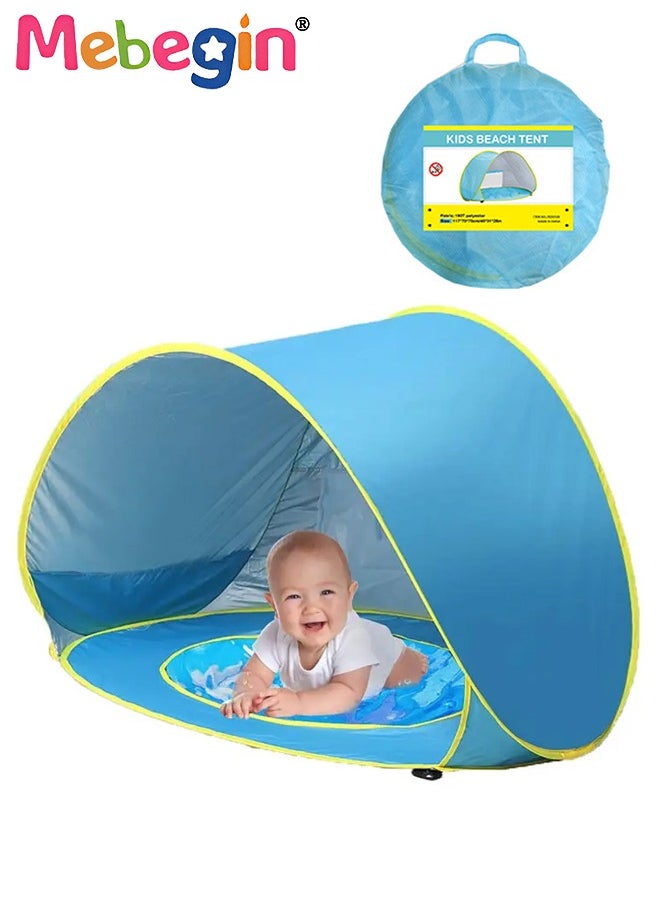 Baby Pop Up Beach Tent with 4 Ground Spikes and Storage Bag, Large Anti-UV Beach Tent with Roll Up Windows, Pop Up Sun Shade, Easy to Carry and Set Up, Beach Umbrella Baby for Beach, Traveling, Hiki