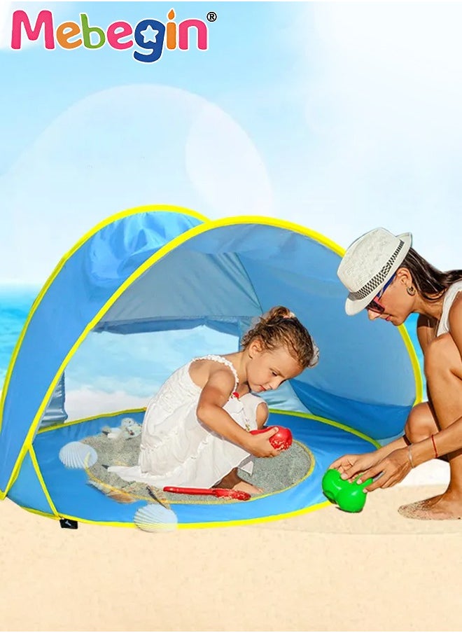 Baby Pop Up Beach Tent with 4 Ground Spikes and Storage Bag, Large Anti-UV Beach Tent with Roll Up Windows, Pop Up Sun Shade, Easy to Carry and Set Up, Beach Umbrella Baby for Beach, Traveling, Hiki