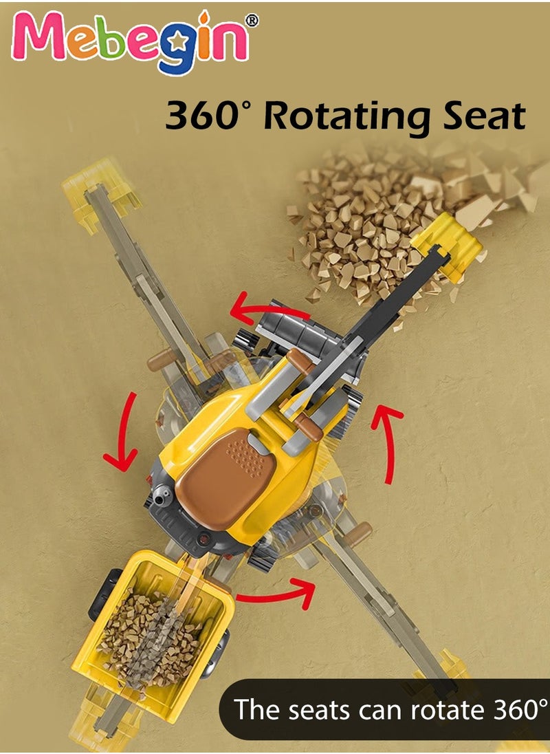 Multifunctional Steam Excavator Ride On Toy, Construction Toys with Real Working Parts with Sound Lights, Sturdy Plastic Construction, Ideal Sand Beach Toy for Boys, Pretend Play Sliding Tractor