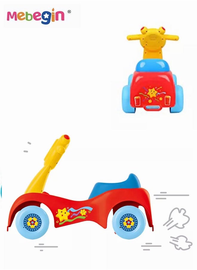 Fun Toddler Car Toy, Baby Balance Bike with Music and Light, Colorful Riding Toy, Ergonomic and Safe Design with Front and Rear Anti-topple Devices, No Pedals, Good Partner for Children' Growth, 48*